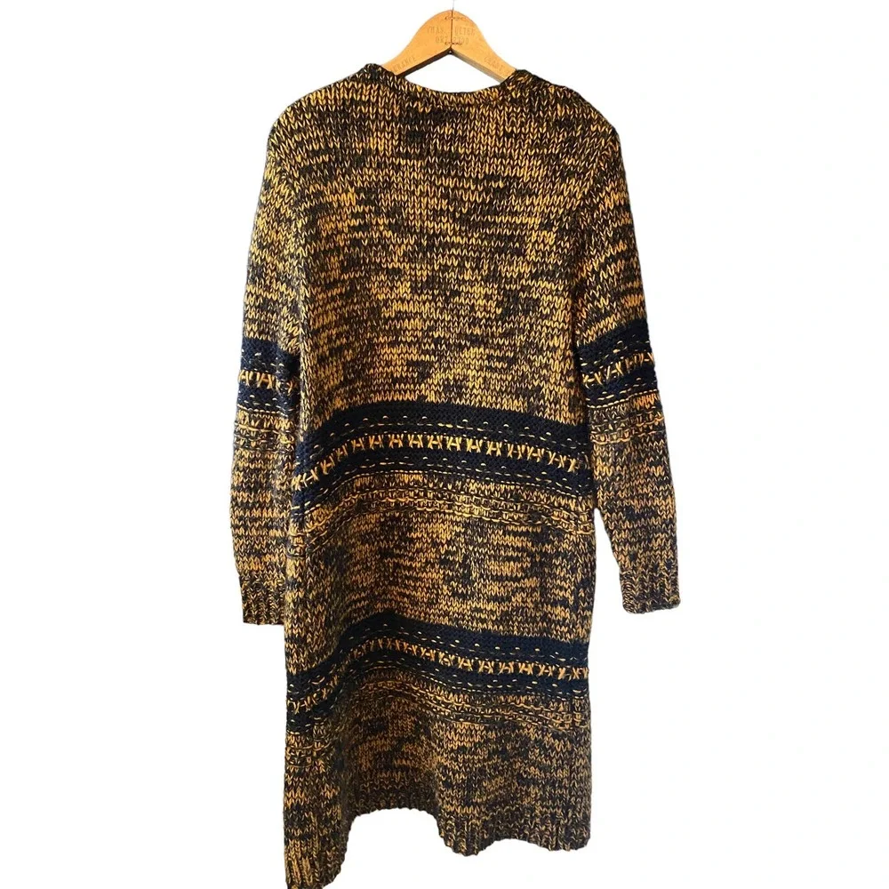 Topshop Marled Mustard and Navy Long Cardigan - Picture 3 of 6